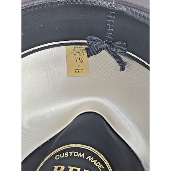 Vintage Godfather Dyna Felt Fedora Gray Hat W/ Feathers 7 1/8" Bee Hats U151 - Picture 9 of 11